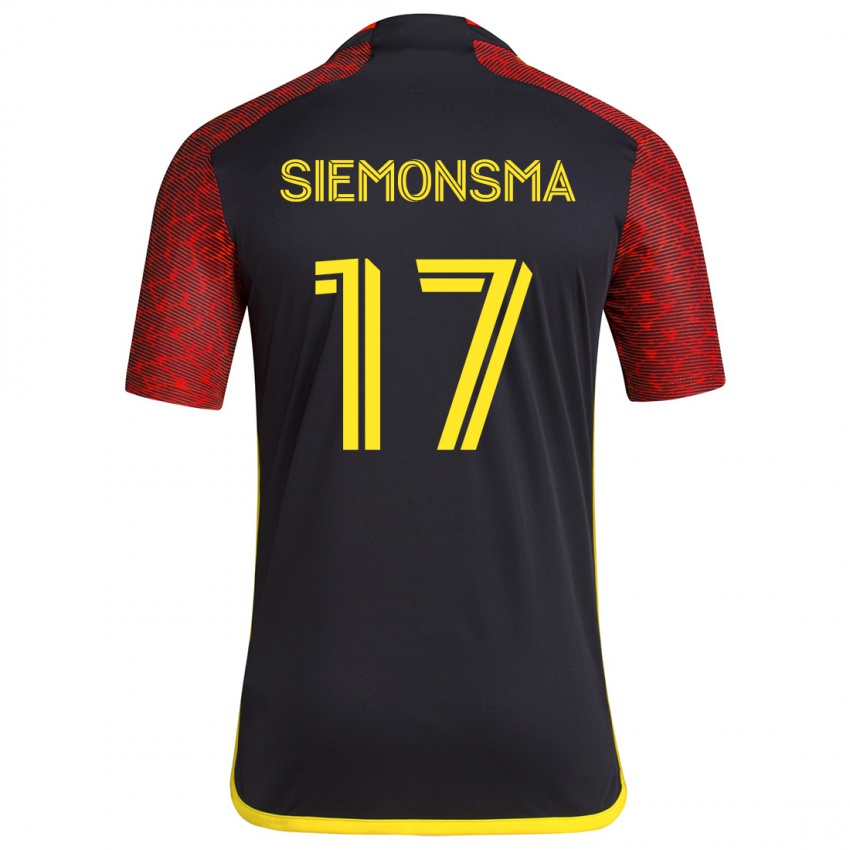 Bambino Maglia Sianna Siemonsma #17 Rosso Nero Kit Gara Away 2024/25 Maglietta