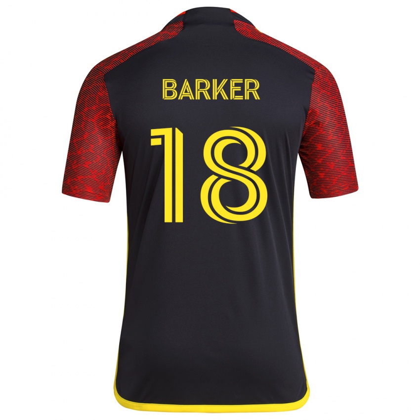 Bambino Maglia Alicia Barker #18 Rosso Nero Kit Gara Away 2024/25 Maglietta