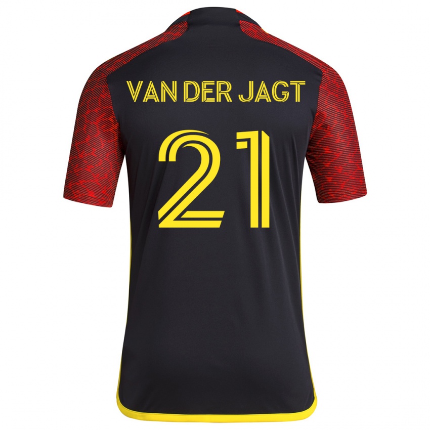 Bambino Maglia Olivia Van Der Jagt #21 Rosso Nero Kit Gara Away 2024/25 Maglietta