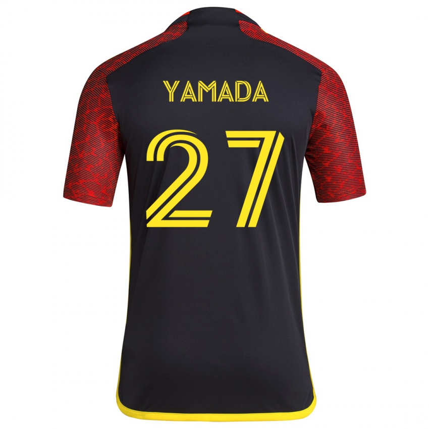 Bambino Maglia Hikari Yamada #27 Rosso Nero Kit Gara Away 2024/25 Maglietta