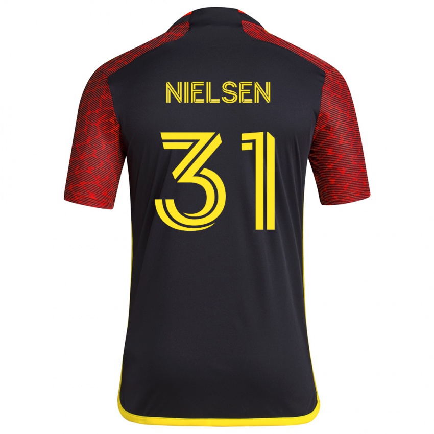 Bambino Maglia Madeline Nielsen #31 Rosso Nero Kit Gara Away 2024/25 Maglietta