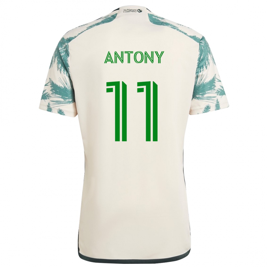 Bambino Maglia Antony #11 Marrone Beige Kit Gara Away 2024/25 Maglietta