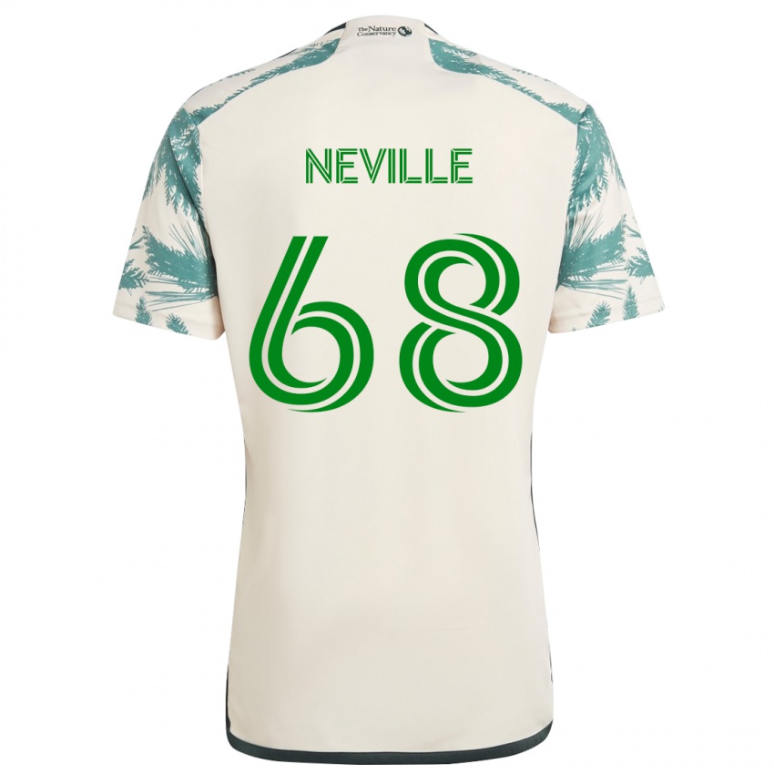 Bambino Maglia Harvey Neville #68 Marrone Beige Kit Gara Away 2024/25 Maglietta