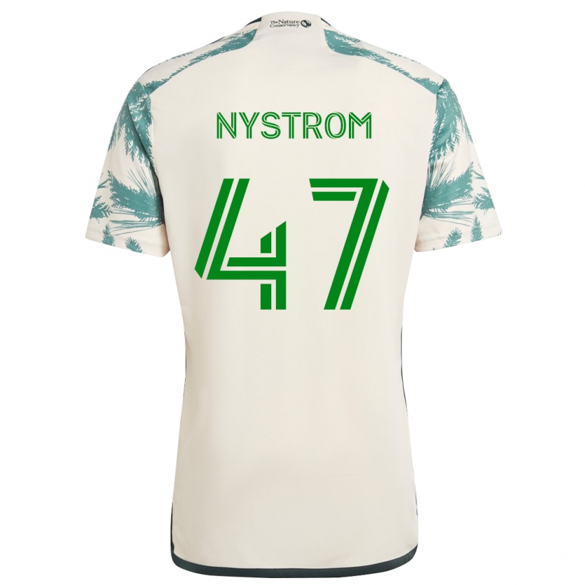 Bambino Maglia Maximo Nystrom #47 Marrone Beige Kit Gara Away 2024/25 Maglietta