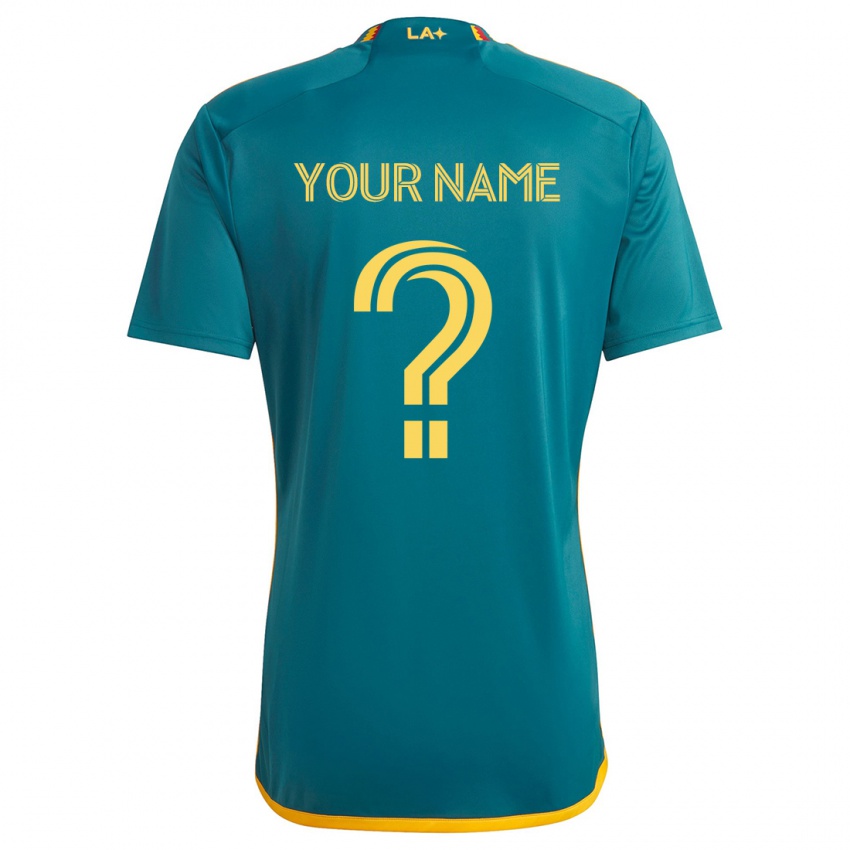 Bambino Maglia Il Tuo Nome #0 Verde Giallo Kit Gara Away 2024/25 Maglietta