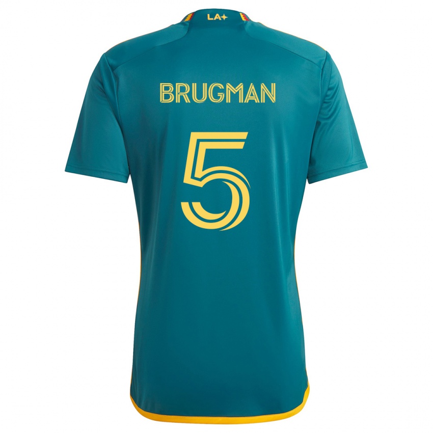 Bambino Maglia Gastón Brugman #5 Verde Giallo Kit Gara Away 2024/25 Maglietta