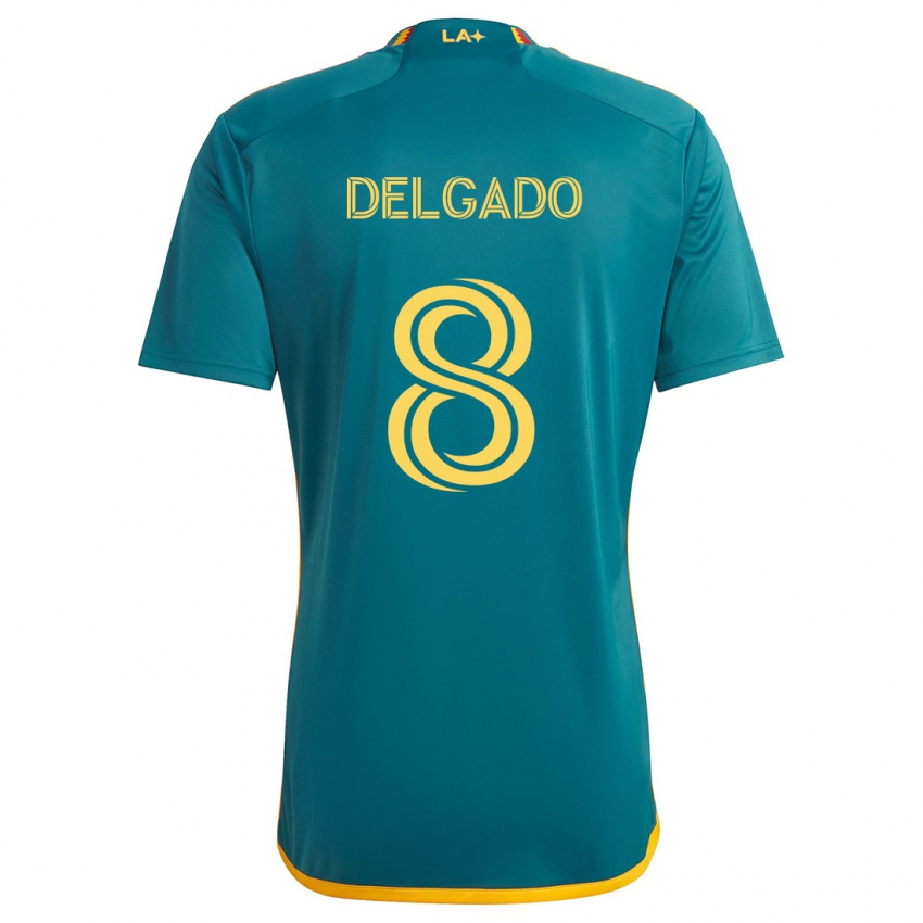 Bambino Maglia Mark Delgado #8 Verde Giallo Kit Gara Away 2024/25 Maglietta