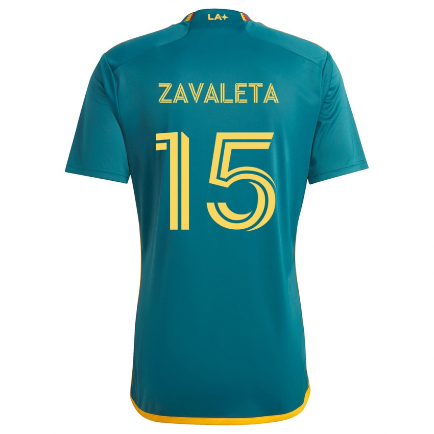 Bambino Maglia Eriq Zavaleta #15 Verde Giallo Kit Gara Away 2024/25 Maglietta