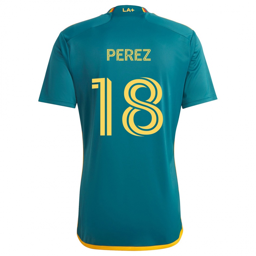 Bambino Maglia Jonathan Pérez #18 Verde Giallo Kit Gara Away 2024/25 Maglietta