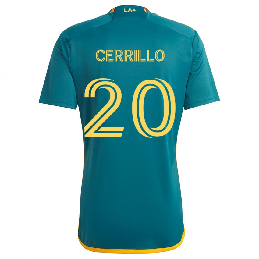 Bambino Maglia Edwin Cerrillo #20 Verde Giallo Kit Gara Away 2024/25 Maglietta