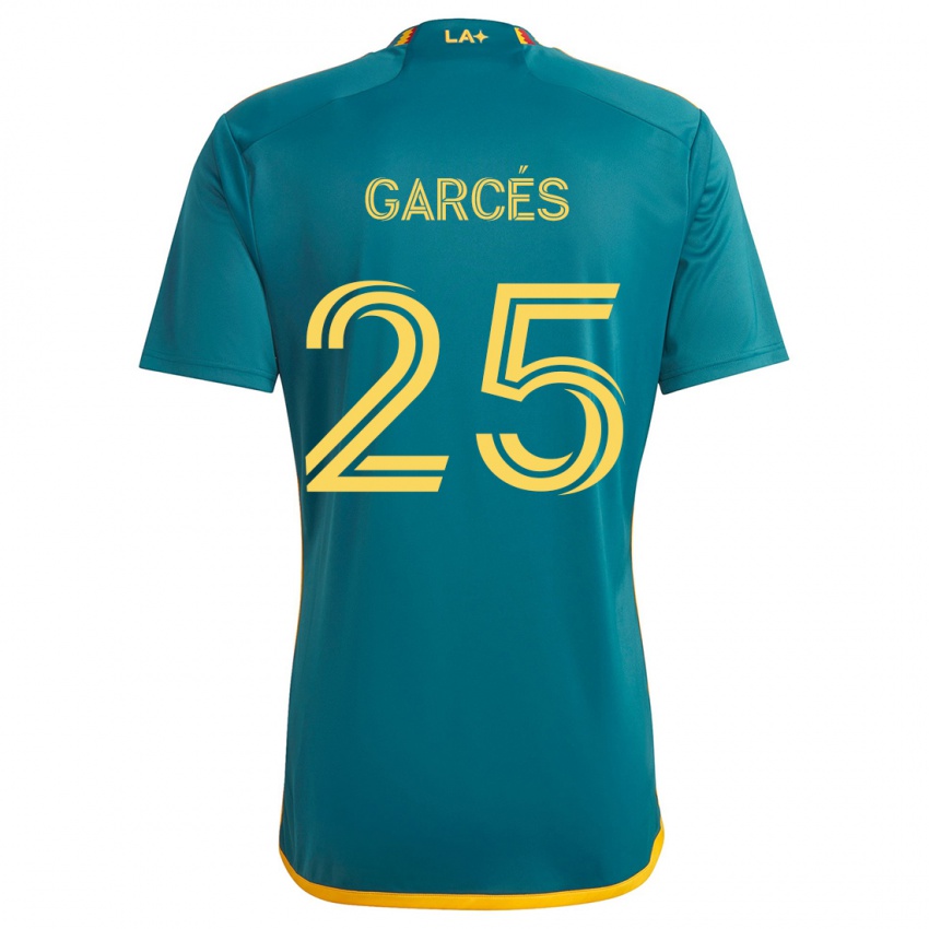 Bambino Maglia Carlos Garcés #25 Verde Giallo Kit Gara Away 2024/25 Maglietta