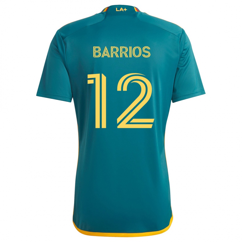 Bambino Maglia Michael Barrios #12 Verde Giallo Kit Gara Away 2024/25 Maglietta