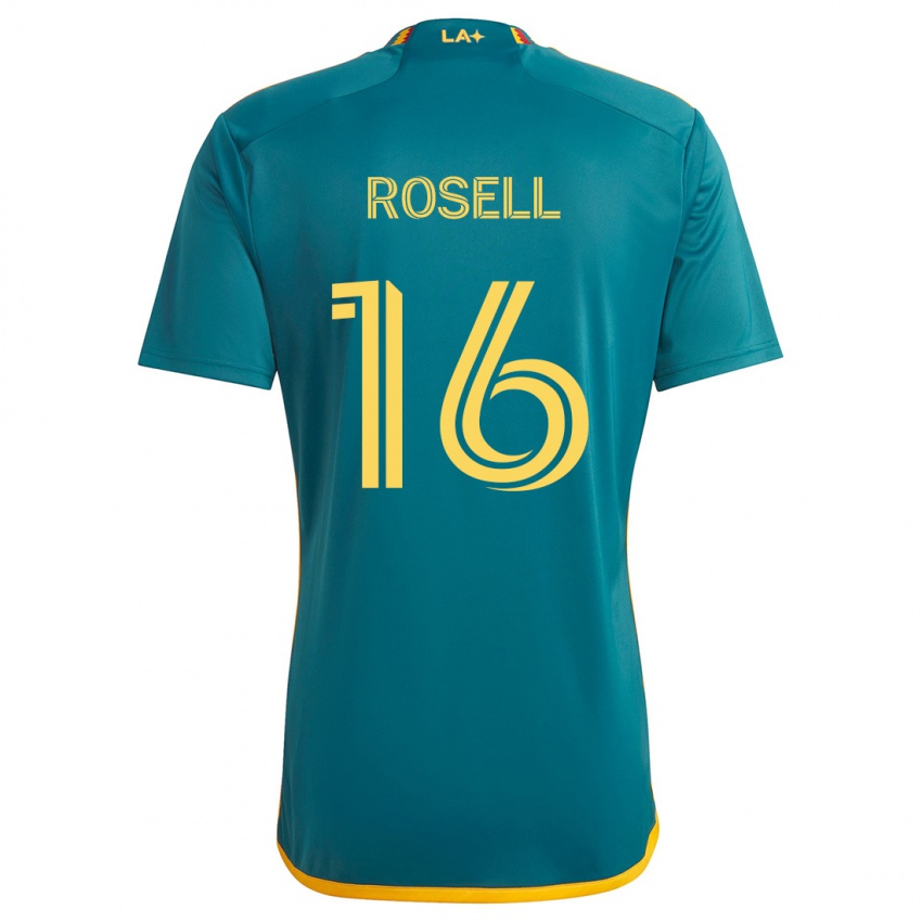 Bambino Maglia Uri Rosell #16 Verde Giallo Kit Gara Away 2024/25 Maglietta