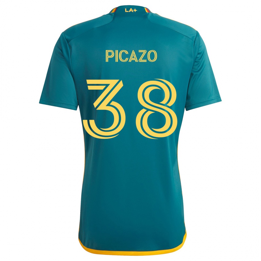 Bambino Maglia Axel Picazo #38 Verde Giallo Kit Gara Away 2024/25 Maglietta