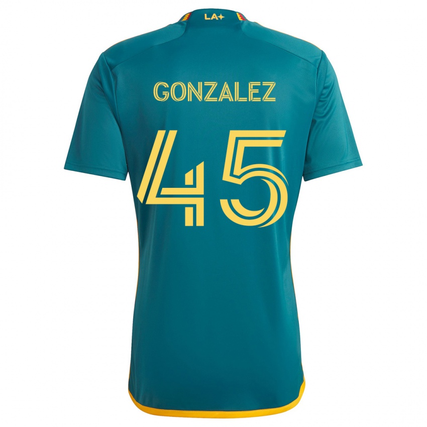 Bambino Maglia Adrián González #45 Verde Giallo Kit Gara Away 2024/25 Maglietta