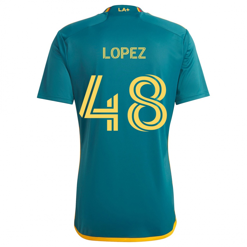 Bambino Maglia Diego López #48 Verde Giallo Kit Gara Away 2024/25 Maglietta