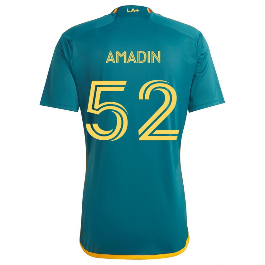 Bambino Maglia Elijah Amadin #52 Verde Giallo Kit Gara Away 2024/25 Maglietta