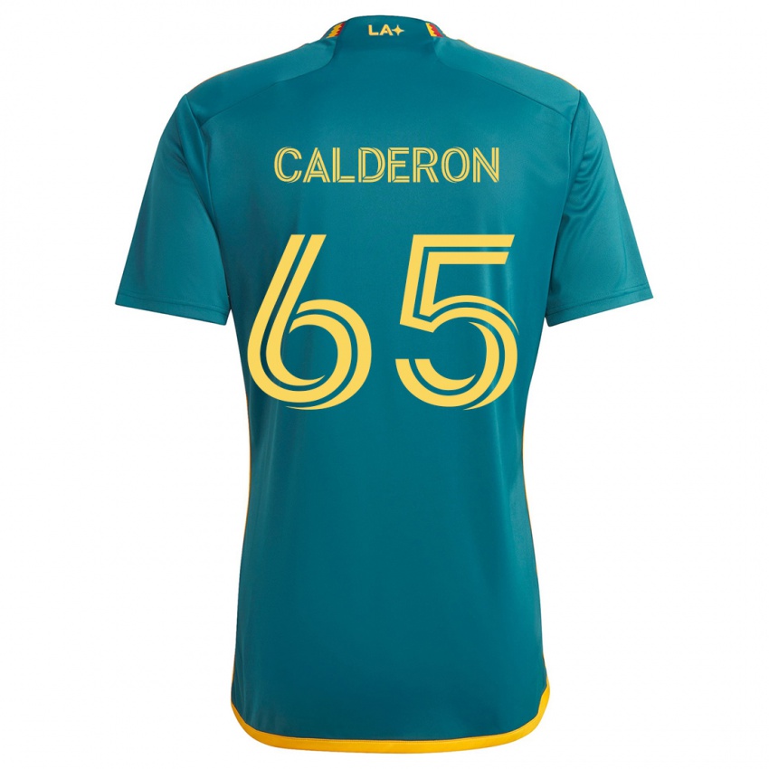 Bambino Maglia Juan Calderón #65 Verde Giallo Kit Gara Away 2024/25 Maglietta