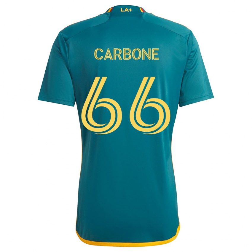 Bambino Maglia Matteo Carbone #66 Verde Giallo Kit Gara Away 2024/25 Maglietta