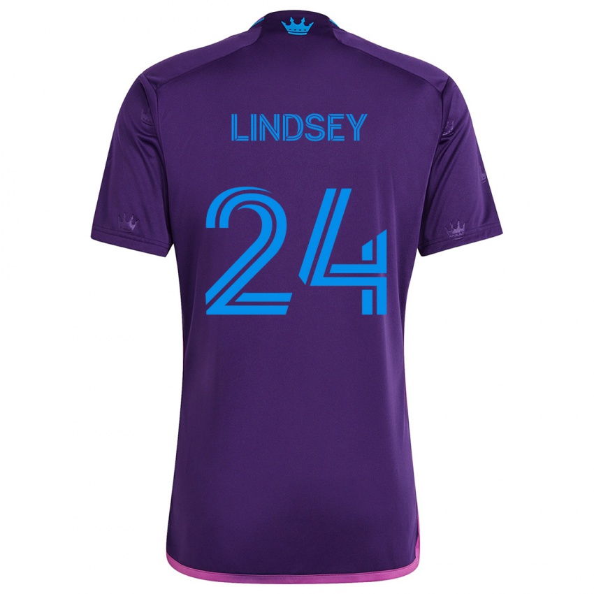 Bambino Maglia Jaylin Lindsey #24 Viola Blu Kit Gara Away 2024/25 Maglietta