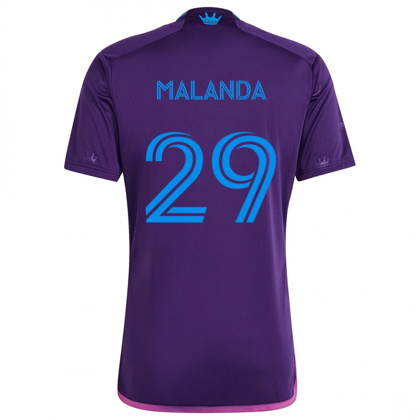 Bambino Maglia Adilson Malanda #29 Viola Blu Kit Gara Away 2024/25 Maglietta