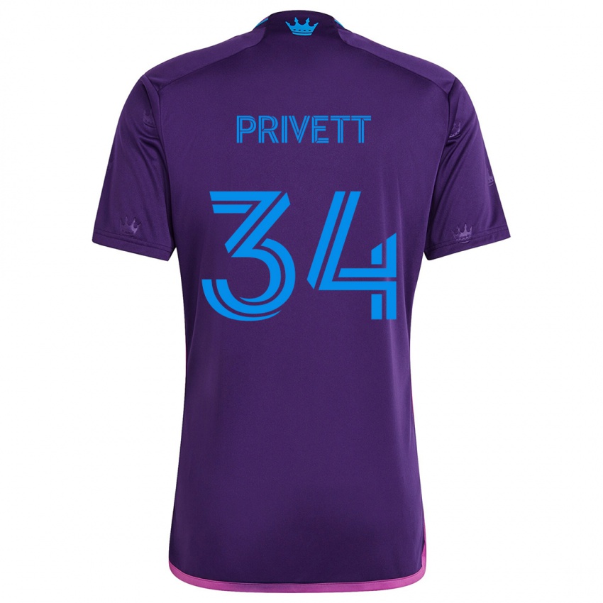 Bambino Maglia Andrew Privett #34 Viola Blu Kit Gara Away 2024/25 Maglietta