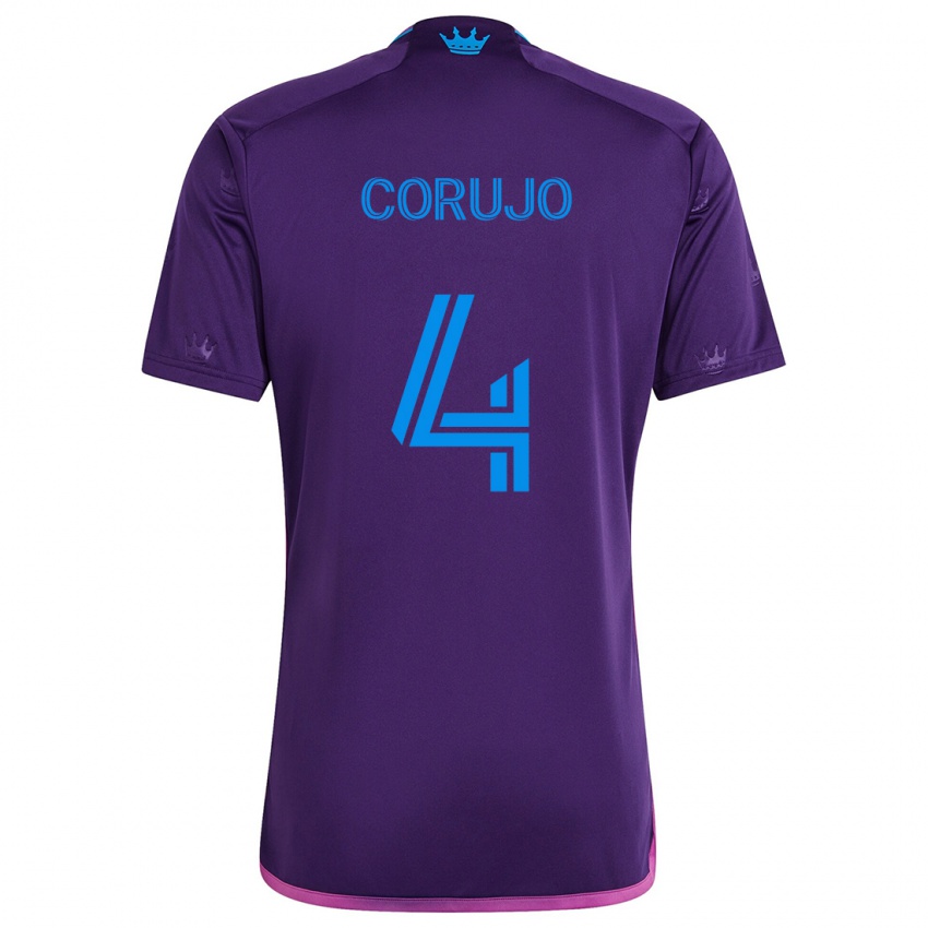 Bambino Maglia Guzmán Corujo #4 Viola Blu Kit Gara Away 2024/25 Maglietta