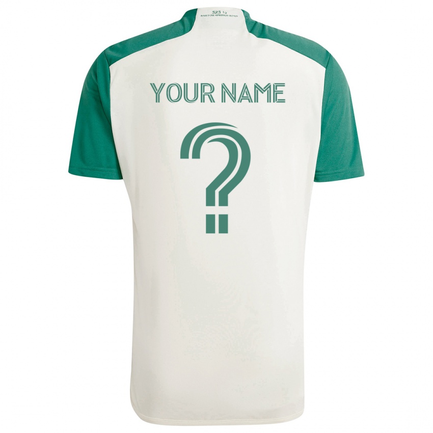 Bambino Maglia Il Tuo Nome #0 Colori Marrone Chiaro Verde Kit Gara Away 2024/25 Maglietta