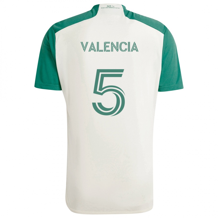 Bambino Maglia Jhojan Valencia #5 Colori Marrone Chiaro Verde Kit Gara Away 2024/25 Maglietta