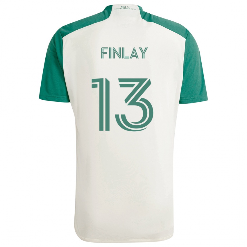 Bambino Maglia Ethan Finlay #13 Colori Marrone Chiaro Verde Kit Gara Away 2024/25 Maglietta