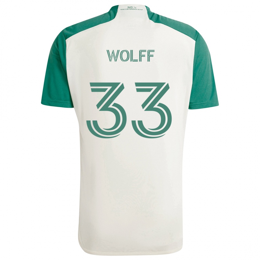 Bambino Maglia Owen Wolff #33 Colori Marrone Chiaro Verde Kit Gara Away 2024/25 Maglietta