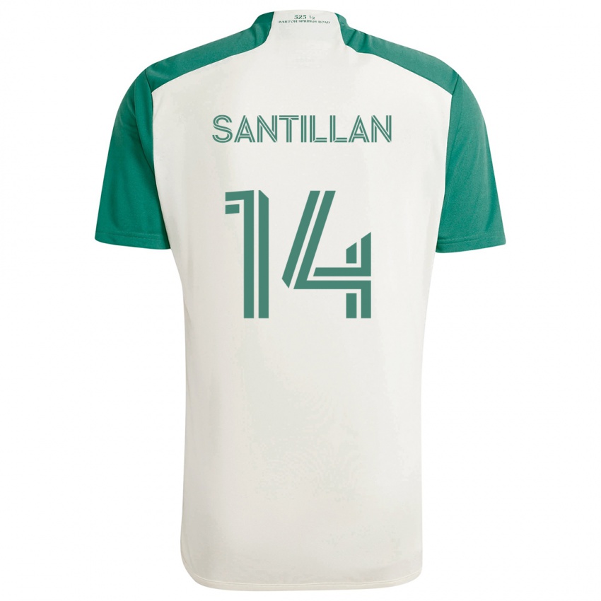 Bambino Maglia Jonathan Santillan #14 Colori Marrone Chiaro Verde Kit Gara Away 2024/25 Maglietta