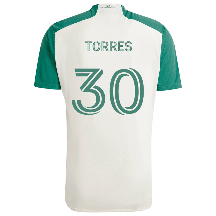 Bambino Maglia Ervin Torres #30 Colori Marrone Chiaro Verde Kit Gara Away 2024/25 Maglietta