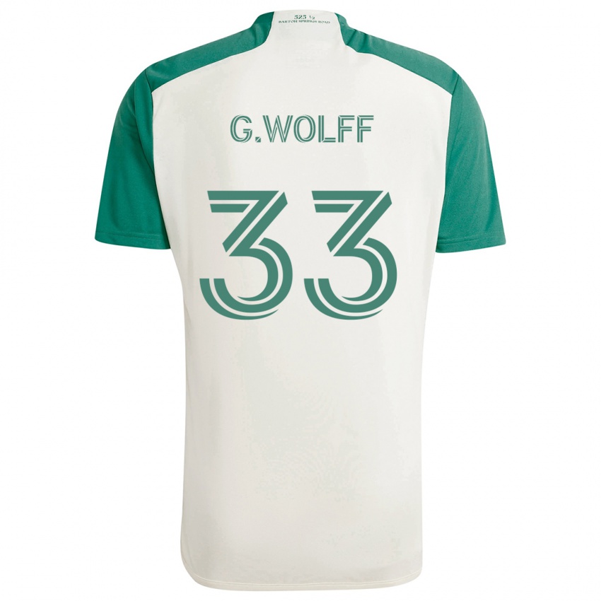 Bambino Maglia Gavin Wolff #33 Colori Marrone Chiaro Verde Kit Gara Away 2024/25 Maglietta