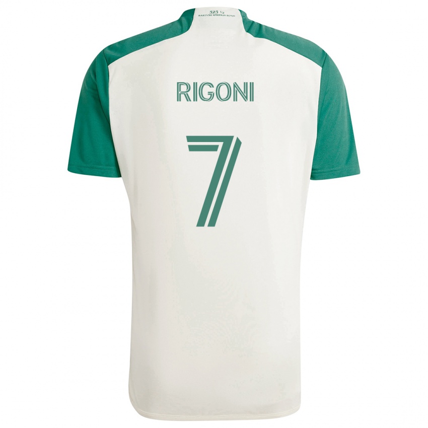 Bambino Maglia Emiliano Rigoni #7 Colori Marrone Chiaro Verde Kit Gara Away 2024/25 Maglietta