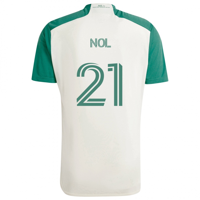 Bambino Maglia Valentin Noël #21 Colori Marrone Chiaro Verde Kit Gara Away 2024/25 Maglietta