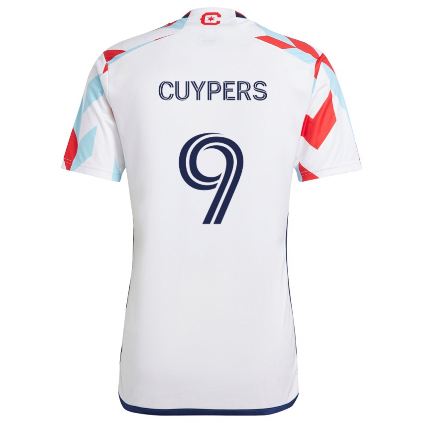 Bambino Maglia Hugo Cuypers #9 Bianco Rosso Blu Kit Gara Away 2024/25 Maglietta