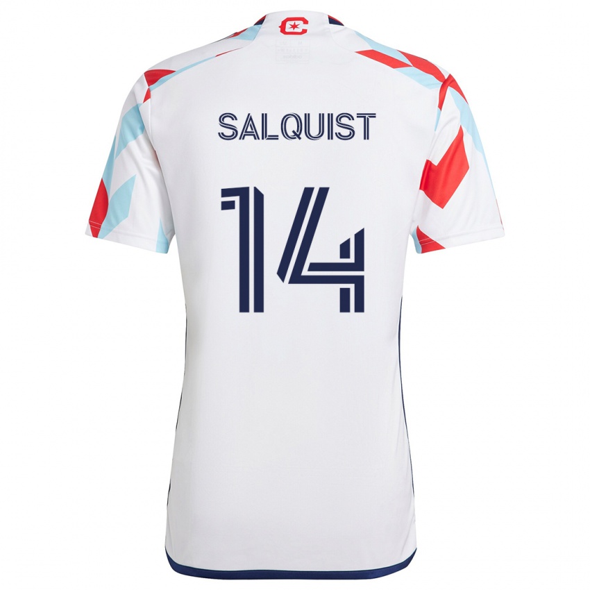 Bambino Maglia Tobias Salquist #14 Bianco Rosso Blu Kit Gara Away 2024/25 Maglietta