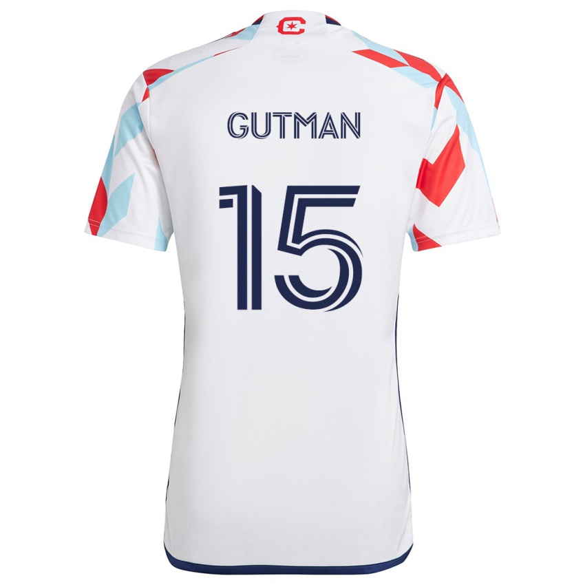 Bambino Maglia Andrew Gutman #15 Bianco Rosso Blu Kit Gara Away 2024/25 Maglietta