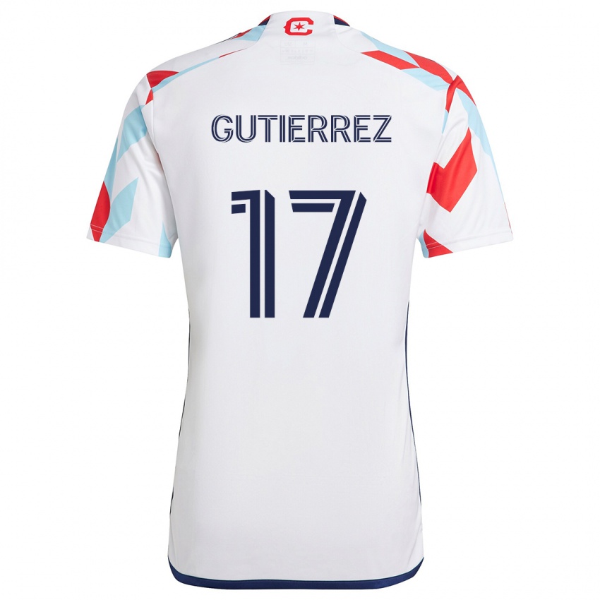 Bambino Maglia Brian Gutiérrez #17 Bianco Rosso Blu Kit Gara Away 2024/25 Maglietta