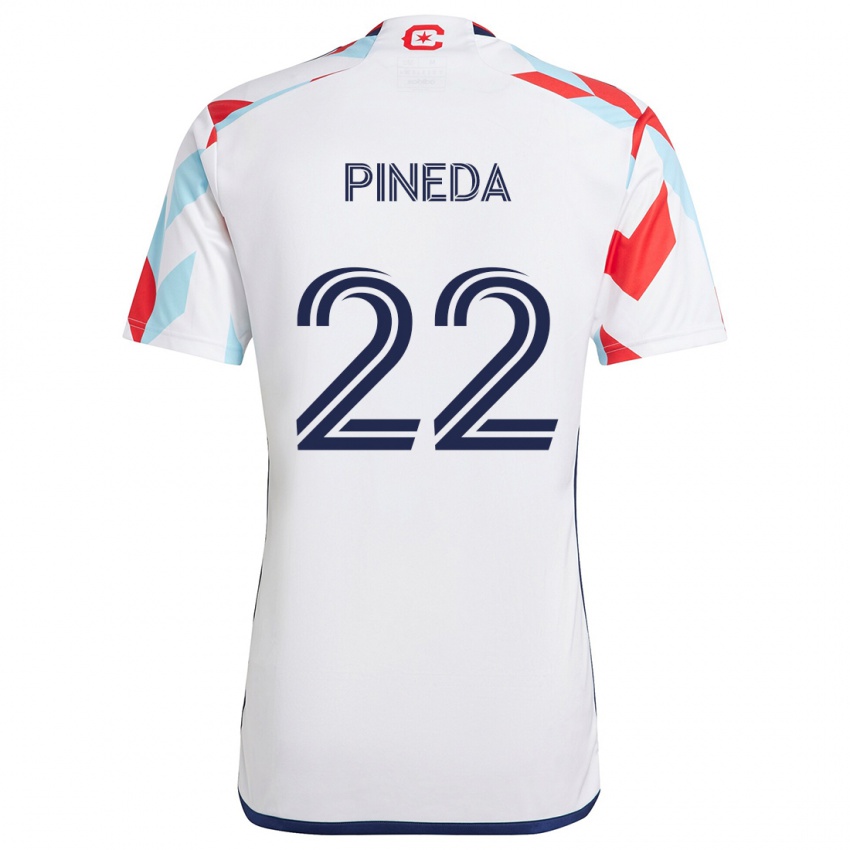 Bambino Maglia Mauricio Pineda #22 Bianco Rosso Blu Kit Gara Away 2024/25 Maglietta