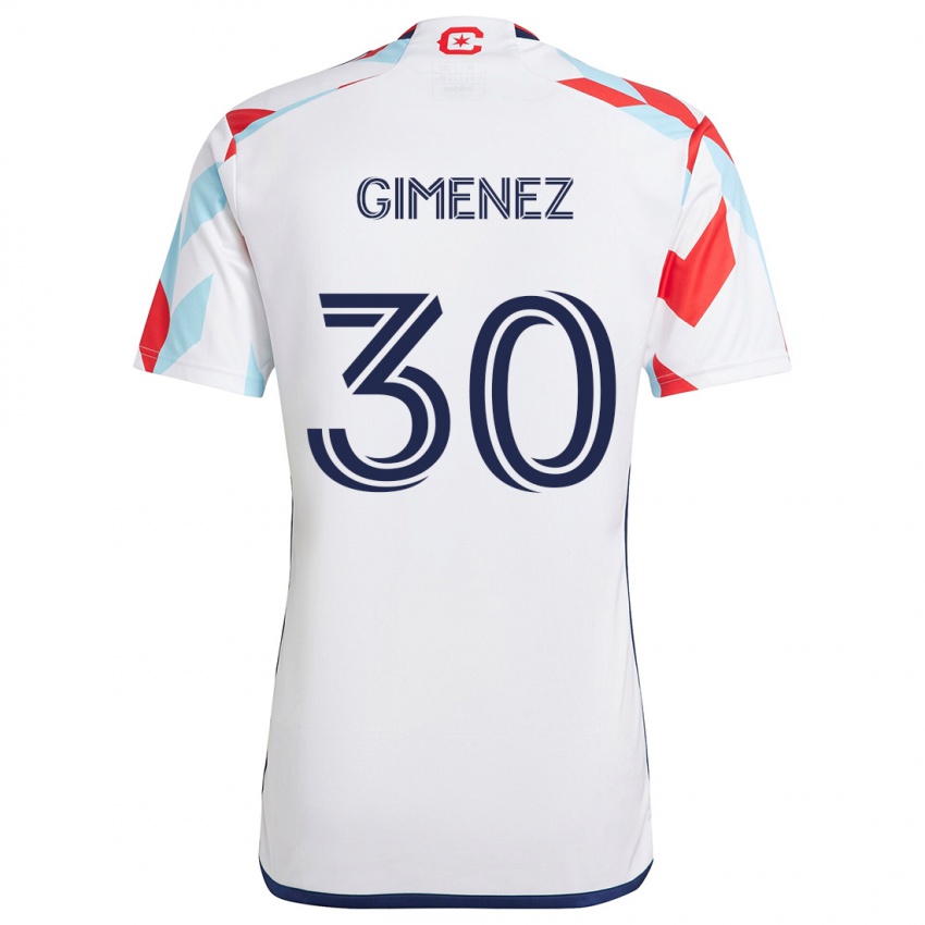 Bambino Maglia Gastón Giménez #30 Bianco Rosso Blu Kit Gara Away 2024/25 Maglietta