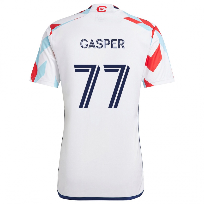 Bambino Maglia Chase Gasper #77 Bianco Rosso Blu Kit Gara Away 2024/25 Maglietta