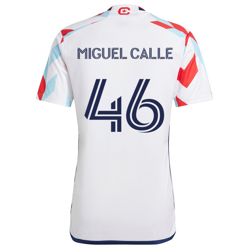 Bambino Maglia Juan Miguel Calle #46 Bianco Rosso Blu Kit Gara Away 2024/25 Maglietta