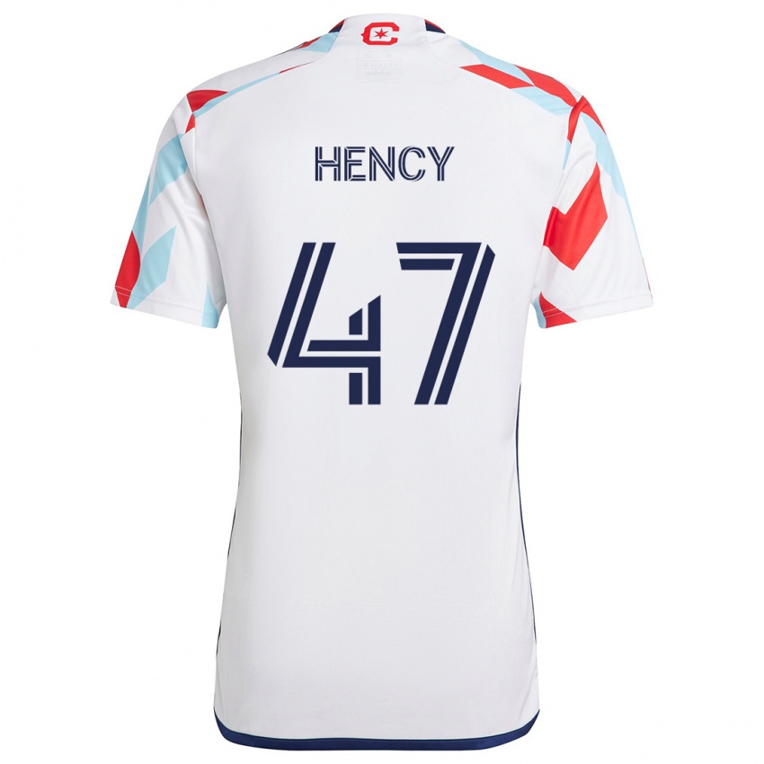 Bambino Maglia Billy Hency #47 Bianco Rosso Blu Kit Gara Away 2024/25 Maglietta