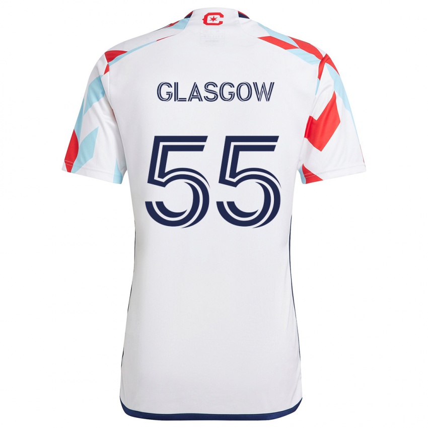 Bambino Maglia Omari Glasgow #55 Bianco Rosso Blu Kit Gara Away 2024/25 Maglietta