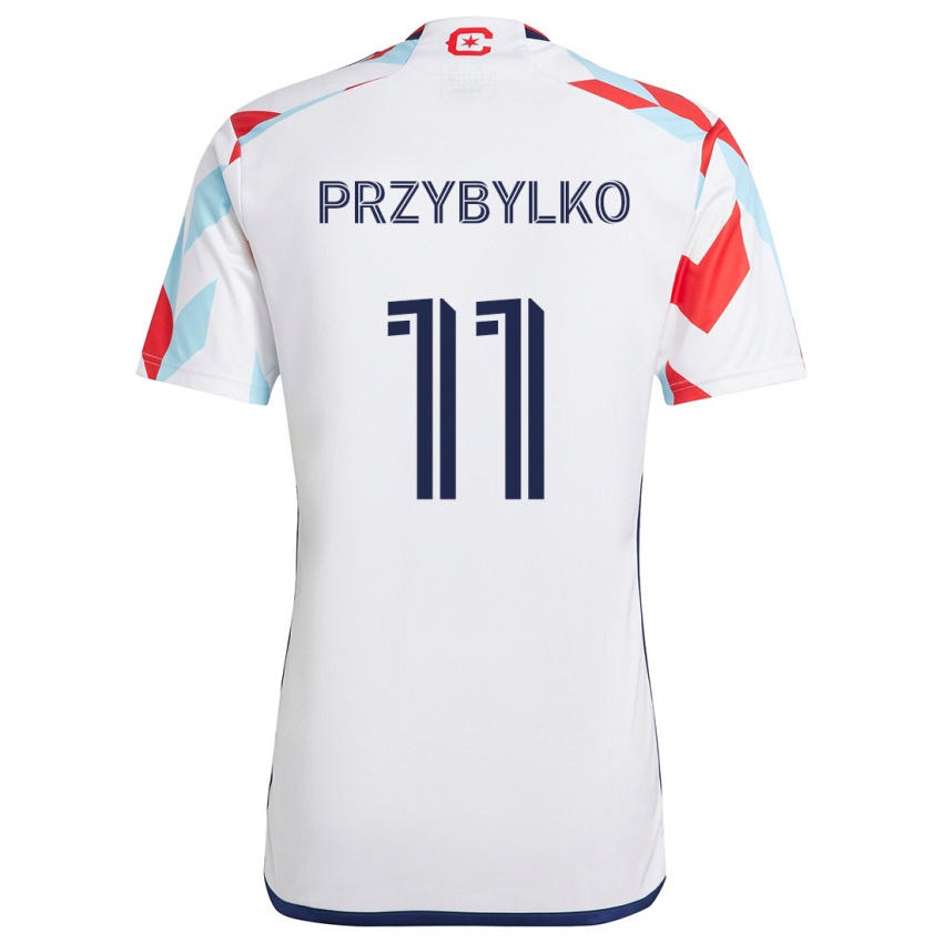 Bambino Maglia Kacper Przybylko #11 Bianco Rosso Blu Kit Gara Away 2024/25 Maglietta