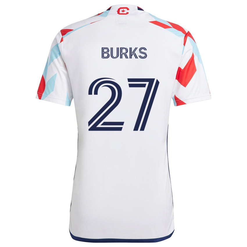 Bambino Maglia Kendall Burks #27 Bianco Rosso Blu Kit Gara Away 2024/25 Maglietta