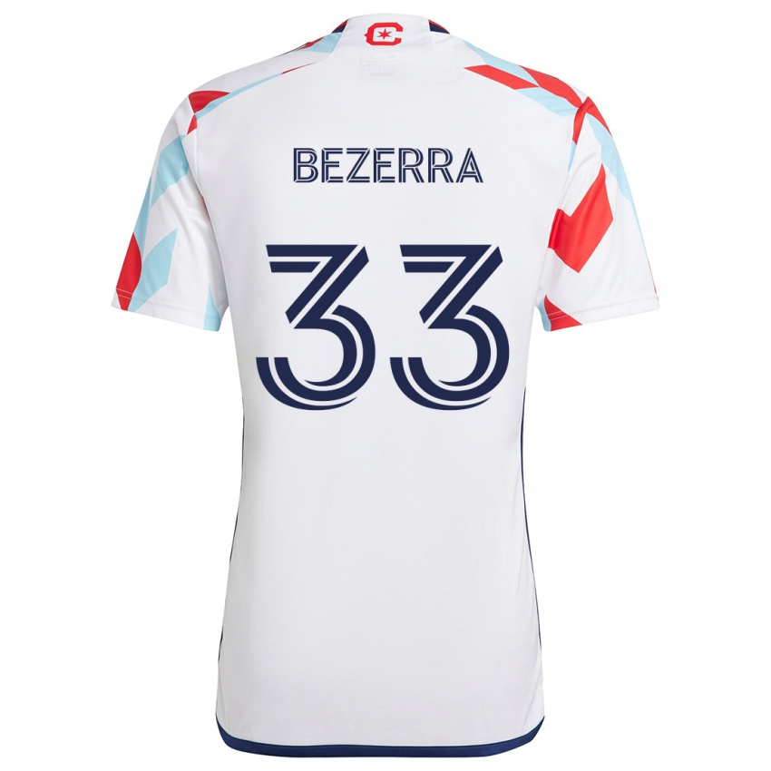 Bambino Maglia Victor Bezerra #33 Bianco Rosso Blu Kit Gara Away 2024/25 Maglietta