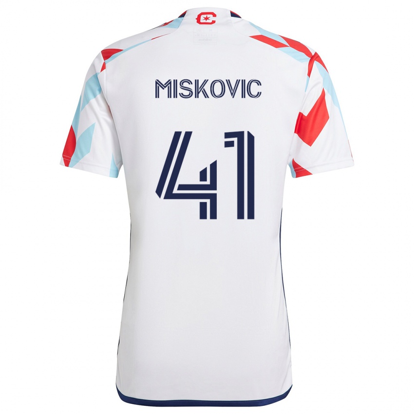 Bambino Maglia Mihajlo Miskovic #41 Bianco Rosso Blu Kit Gara Away 2024/25 Maglietta